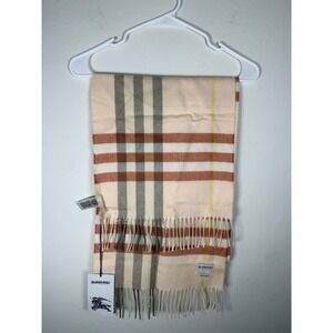Burberry 168x30cm Giant Check Cashmere Scarf Teacup Color